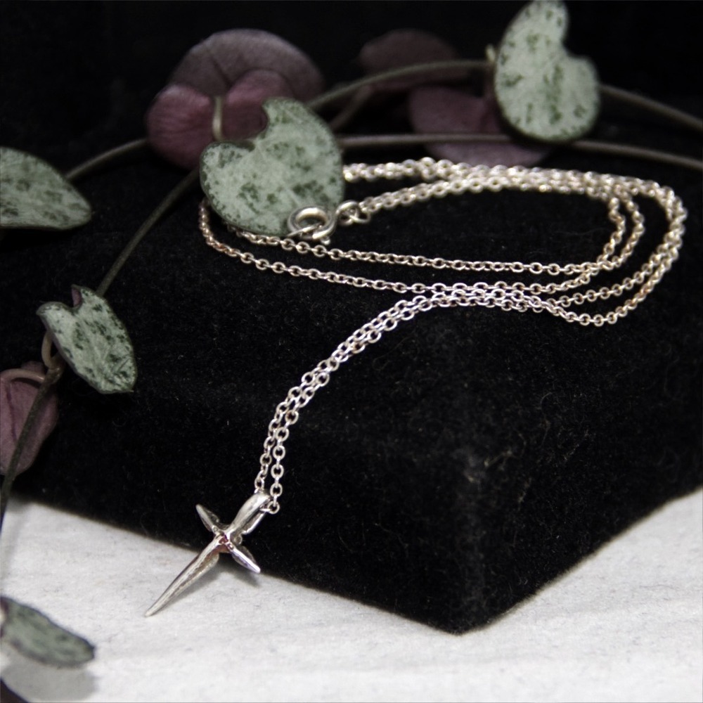 Sterling Silver‎ Heart Dagger Cross Pendant Necklace 18 Inch Cable Chain 925
